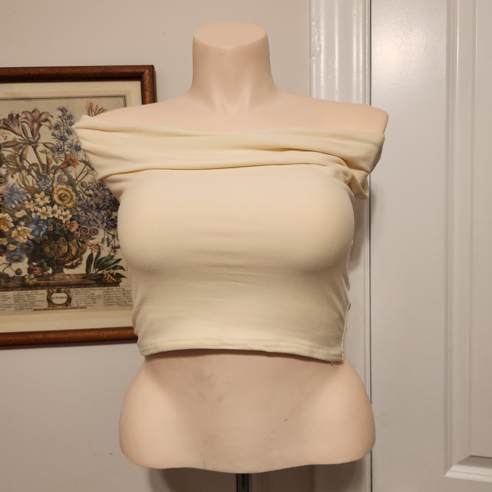 Elegant Cream Off-Shoulder Women's Top